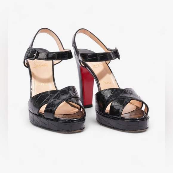 Christian Louboutin Shoes - Christian louboutia brown black alligator embossed calfskin leather size EU 38.5